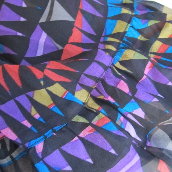 Colorful Silk TheCue Cher Qu Flounced Bodice and Hem Thin Strap Elasticized Mini - Picture 11 of 12